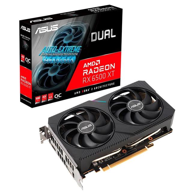 Placa de Vídeo Asus AMD Radeon RX 6500 XT, OC, 4GB, GDDR6, OpenGL, Dual Fan - 90YV0HA1-M0NA00