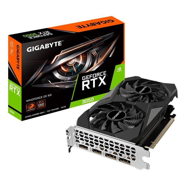 Placa de Vídeo RTX 3050 Windforce OC Gigabyte NVIDIA GeForce, 6GB GDDR6, DLSS, Ray Tracing - GV-N3050WF2OC-6GD