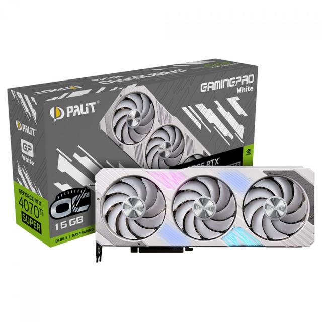 Placa de Vídeo Palit GeForce RTX 4070 Ti Super Gaming Pro White OC, 16GB, GDDR6X, DLSS, Ray Tracing, NED4