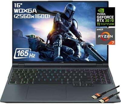 Legion 5 Pro 16" Gaming Laptop， 16" WQXGA (2560x1600) 165Hz，AMD Ryzen 7-6800H, 32GB DDR5 RAM, 1TB SSD, RTX 3070 Ti 8GB GDDR6 TGP 150W, Win 11 Home, with HDMI 