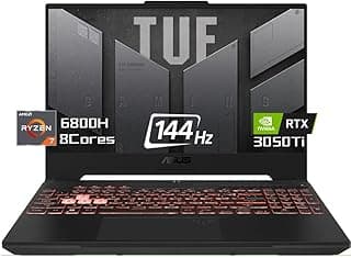 ASUS Laptop para jogos TUF Gaming A15 15,6" FHD 144Hz 2022 - AMD Ryzen 7 -6800H -RTX 3050 Ti, DDR5, MUX, RGB Backlit KB, WiFi 6, Win 11, com HDMI (16GB RAM 512GB SSD) 