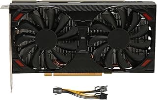 Placa Gráfica para Jogos, 8GB GDDR6 128bit Ventilador de Resfriamento Duplo Placa Gráfica para Mesa 717MHz 1750MHz PCI Express 2.0 Slot Baixo Ruído (RX5500XT 8G DDR6) 