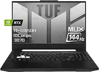 ASUS Laptop para jogos TUF Dash 15,6" FHD 144Hz 2022 – Intel Core i7 12650H (10 núcleos) – DDR5 – RTX 3070 MUX – Thunderbolt 4, WiFi 6, Win11, preto, com HDMI (16GB DDR5 | 1TB PCIe SSD) 