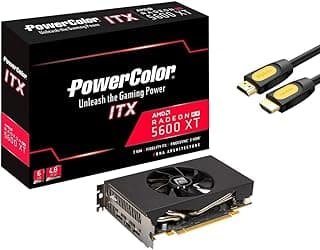 PowerColor Radeon AXRX 5600 XT ITX placa gráfica 6GB 192-Bit GDDR6 PCI Express 4.0 Suporte CrossFireX ITX DirectX 12 1x HDMI 2X DisplayPort / Mytrix HDMI Cable w