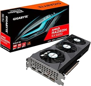 GIGABYTE Placa gráfica Radeon RX 6600 Eagle 8G, sistema de resfriamento WINDFORCE 3X, placa de vídeo GDDR6 de 8 GB 128 bits, GV-R66EAGLE-8GD 