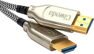 Ciwoda Cabo HDMI de fibra ótica 8K de 10 m, cabo HDMI 2.1 de fibra trançada de nylon suporta 8K @60Hz, 4K@120Hz, 48Gbps, eARC, HDR10, 4:4: 4 compatível com Apple TV/PS5/RTX 3090/3080 e mais 