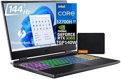 Acer MUX Nitro 5 15.6" Gaming Laptop 12th Intel Core i7-12700H(14-Core) Full Power GeForce RTX 3060(TGP:140W) 144Hz 1080p Windows 11 Killer Wi-Fi 6 w/ Mouse Pad (16GB RAM | 512GB PCIe SSD | 1TB HDD) 