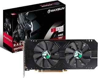 maxsun Placa de vídeo AMD Radeon RX 580, placa de vídeo 2048SP GDDR5 de 256 bits para jogos de PC com porta de exibição HDMI DP DVI PCI Express 3.0 placa gráfica de ventilador duplo (preta) 