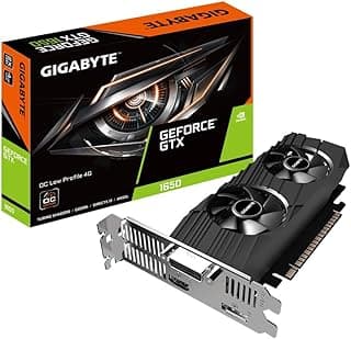 Gigabyte Placa de vídeo GeForce GTX 1650 OC de perfil baixo 4G, 2 ventoinhas Windforce, 4 GB 128 bits GDDR5, Gv-N1650OC-4GL 