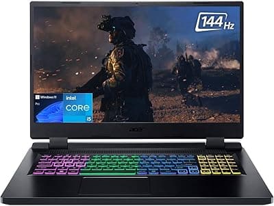 Acer Laptop para jogos Nitro 5 2022, IPS FHD 17,3" 144Hz, Intel 12-Core i5-12500H de 12ª geração, GeForce RTX 3050 4GB, 16GB RAM, 1TB PCIe SSD, Thunderbolt 4, RGB KB, WiFi 6, Win 11 Pro 