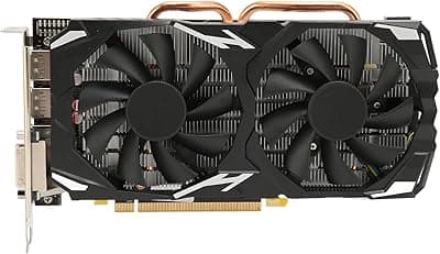 RX 580 Graphics Card, 8GB GDDR5 256bit 60Hz Output 4K 1080P Gaming Miner Graphics Card, PCIE 3.0 with Dual Cooling Fan, 1284Mhz 7000MHz, Support DP, DVI, HD Multimedia Interface 