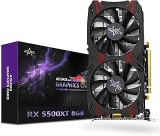 AISURIX RX 5500 XT 8gb GDDR6 Graphics Card,128 Bit, 3XDP, HDMI, PCI Express 4.0X8, 8pin with Fan Intelligent System,Gaming PC Computer Video Cards with 3X DisplayPort +1X HDMI (Style 1) 