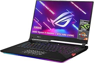 Notebook gamer ASUS ROG Strix Scar 15 (2021), tela FHD tipo IPS, 15,6 pol., 300 Hz, NVIDIA GeForce RTX 3080 (130 W), AMD Ryzen 9 5900HX 8 núcleos,Windows 10 Home, cabo HDMI (64 GB RAM | SSD PCIe 4 TB) 