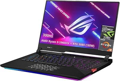 Notebook gamer ASUS ROG Strix Scar 15 (2021), tela FHD tipo IPS, 15,6 pol., 300 Hz, NVIDIA GeForce RTX 3080 (130 W), AMD Ryzen 9 5900HX 8 núcleos,Windows 10 Home, cabo HDMI (16 GB RAM | SSD PCIe 1 TB) 