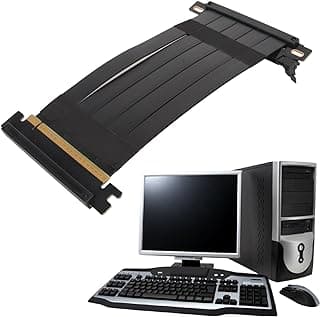 Placa Gráfica GPU Vertical Full Speed ​​PCI-E 4.0 X16 Riser Cable, High Speed ​​Flexible Extender PCIE 4.0 X16 Riser Cable, 180° GPU Extension Cable for RTX 4090 for RX 7900 XT7800 (Preto) 