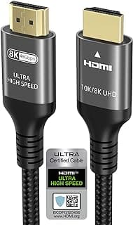 10k 8k 4k Cabo HDMI 2.1 48Gbps Oficialmente Certificado Ultra High Speed ​​HDMI Cabo Adaptador HDMI Avançado Conector 10k 8k60Hz 4k120Hz 4:4:4 eARC HDR10+ Compatível com RTX 3090 PS5 OLED TV (3m) 