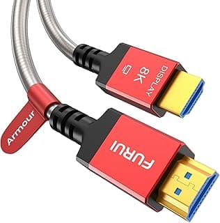 FURUI Cabo HDMI 2.1 de fibra óptica de 50 pés, CL2 na parede - Cabo HDMI 2.1 blindado de 48 Gbps [8K @60 Hz, 4K @ 120Hz] HDR dinâmico, eARC para RTX 3080/3090 Xbox Series X PS5 Denon AV Receiver LG Samsung Sony TV 