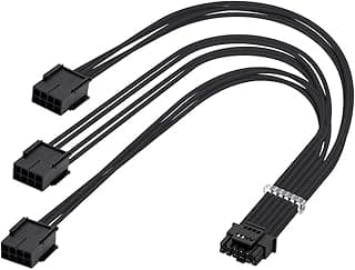 Extensão de cabo PCI-e 5.0 12VHPWR PSU, 600W 12+4 pinos macho para PCIE 3x8 pinos (6+2) extensão de cabo fêmea para RTX 3090Ti/4070Ti/4080/4090, 16AWG, 30 cm (preto) 