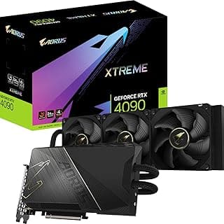 Gigabyte Placa gráfica AORUS GeForce RTX 4090 Xtreme WATERFORCE 24G, sistema de resfriamento Waterforce All-in-one, placa de vídeo 24GB 384-bit GDDR6X, GV-N4090AORUSX W-24GD 