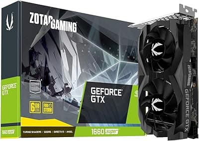 ZOTAC Placa gráfica para jogos GeForce GTX 1660 Super 6GB GDDR6 192 bits, super compacta, ZT-T16620F-10L 