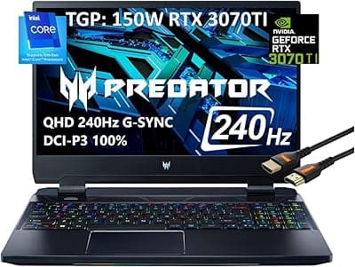 Acer Notebook Predator Helios 300 15,6" 2K QHD 240Hz para jogos (Intel i7-12700H 14-Core, GeForce RTX 3070 Ti [TGP: 150W] 8GB, RGB KYB, Thunderbolt 4, WiFi 6E, Win11Home) c/ HDMI (32GB RAM | 1TB PCIe SSD) 