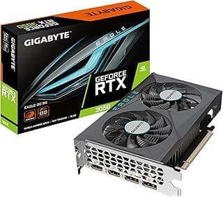 GIGABYTE Placa de vídeo GeForce RTX 3050 Eagle OC 6G, 2 ventoinhas WINDFORCE, 6GB GDDR6 96-bit GDDR6, GV-N3050EAGLE OC-6GD placa de vídeo 