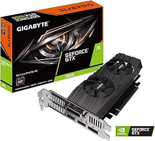 GIGABYTE Placa gráfica GeForce GTX 1650 D6 OC perfil baixo 4G, design de perfil baixo, 4 GB 128 bits GDDR6, placa de vídeo GV-N1656OC-4GL 