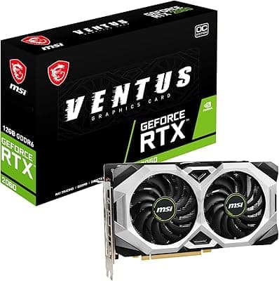 MSI Gaming GeForce RTX 2060 126GB GDRR6 192-bit HDMI/DP 1680 MHz Boost Clock Ray Tracing Arquitetura Turing Placa de vídeo VR Pronto (RTX 2060 Ventus 12G OC) 