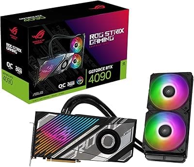 ASUS Placa gráfica ROG Strix LC NVIDIA GeForce RTX 4090 edição OC (PCIe 4.0, 24 GB GDDR6X, HDMI 2.1, DisplayPort 1.4a, placa fria de cobertura completa, radiador de 240 mm, tubo de 560 mm) 