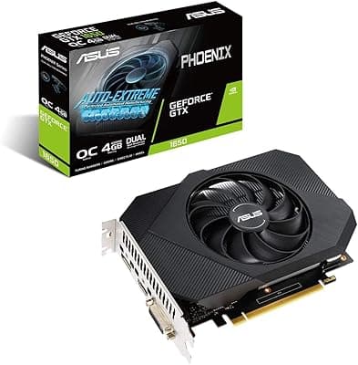 Placa gráfica para jogos ASUS Phoenix NVIDIA GeForce GTX 1650 OC Edition (PCIe 3.0, 4 GB de memória GDDR6, HDMI, DisplayPort, DVI-D, 1 conector de alimentação de 6 pinos, design de ventoinha de tecnologia axial, rolamentos de ventoinha de esfera dupl 