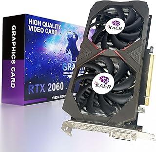 KAER Placa de vídeo para gaming GeForce RTX 2060 6GB GDRR6 192-Bit HDMI/DP/DVI 1680MHz Dual Fans ray Tracing Graphics Card 