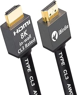 iBirdie Cabo HDMI 2.1 8K 3 metros CL3 em parede nominal 8K60Hz 4K120Hz eARC ARC HDCP 2.3 2.2 ultra alta velocidade compatível com Dolby Vision Roku Sony LG Samsung PS5 PS4 Xbox Series X RTX 3080 3090 