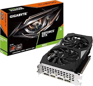 Gigabyte Placa gráfica Gv-N1660OC-6GD GeForce GTX 1660 OC 6G, 2 ventiladores Windforce, 6 GB GDDR5 de 192 bits, placa de vídeo 
