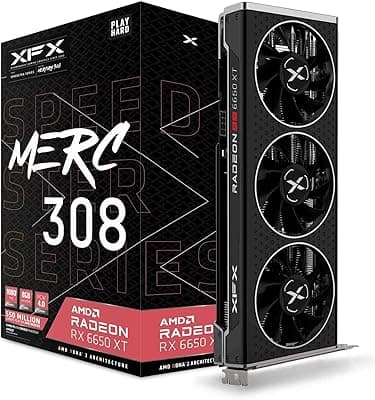 XFX Placa de vídeo Speedster MERC308 Radeon RX 6650XT preta para jogos com 8GB GDDR6 HDMI 3xDP, AMD RDNA 2 RX-665X8TBDY 