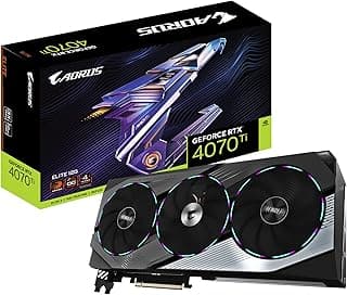 GIGABYTE Placa de vídeo AORUS GeForce RTX 4070 Ti Elite 12G, 3 ventoinhas WINDFORCE, placa de vídeo GDDR6X 192 bits de 12 GB, GV-N407TAORUS E-12GD 