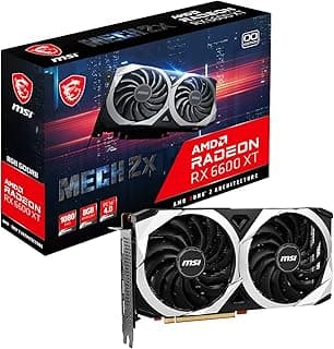 MSI Placa gráfica para jogos Radeon RX 6600 XT MECH 2X 8G OC – 8GB GDDR6, 2602MHz, PCI Express 4, 128 bits, 3X DP v 1.4, HDMI 2.1 (suporta 4K e 8K) 