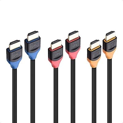 Cable Matters Pacote com 3 cabos HDMI Ultra HD 8K de 48 Gbps com vídeo 8K 120Hz e suporte HDR para PS5, Xbox Series X/S, RTX3080/3090, RX 6800/6900, Apple TV e mais – 2 m, 1,8 m 