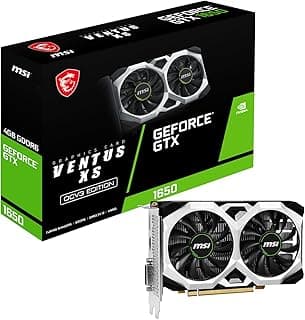 MSI GeForce GTX 1650 128-Bit HDMI/DP/DVI 4GB GDRR6 HDCP suporta DirectX 12 VR Ready OC Graphics Card (GTX 1650 D6 Ventus XS OCV3) 