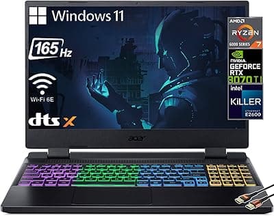 Acer Nitro 5 15,6 polegadas QHD LED Retroiluminado IPS 100% DCI-P3 165Hz Laptop Gaming AMD 8-Core Ryzen 7 6800H NVIDIA GeForce RTX 3070 Ti MUX Wi-Fi 6E RJ-45 Win 11 W/HDMI (32GB RAM | 1TB PCIe SSD) 