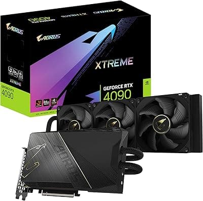 Gigabyte Placa gráfica AORUS GeForce RTX 4090 Xtreme WATERFORCE 24G, sistema de resfriamento Waterforce All-in-one, placa de vídeo 24GB 384-bit GDDR6X, GV-N4090AORUSX W-24GD 