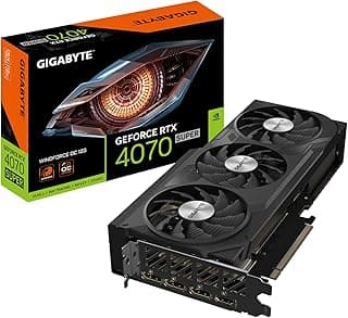 GIGABYTE Placa de vídeo GeForce RTX 4070 Super WINDFORCE OC 12G, 3 ventoinhas WINDFORCE, placa de vídeo GDDR6X 192 bits de 12 GB, GV-N407SWF3OC-12GD 