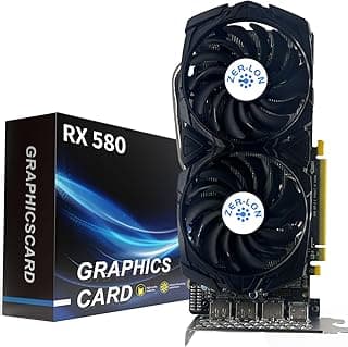 ZER-LON Placas gráficas AMD Radeon RX 580, 8GB 256Bit 2048SP GDDR5 1284/7000MHz, DP HDMI-Output, PCI Express 3.0 com ventilador duplo para jogos de escritório e PC 