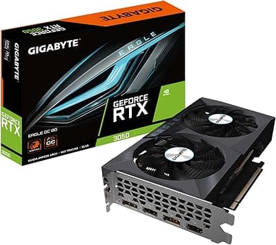 GIGABYTE Placa gráfica GeForce RTX 3050 Eagle OC 8G, 2 ventiladores WINDFORCE, placa de vídeo 8GB 128-bit GDDR6, GV-N3050EAGLE OC-8GD 