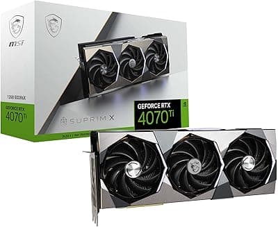 MSI Placa gráfica de arquitetura Gaming GeForce RTX 4070 Ti 12GB GDRR6X 192-Bit HDMI/DP Nvlink Tri-Frozr 3 Ada Lovelace (RTX 4070 Ti SUPRIM X 12G) 