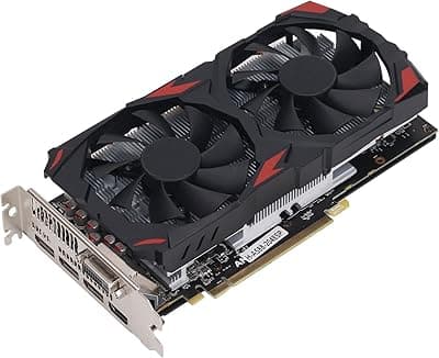 RX 580 Graphics Card, 8GB DDR5 256BIT 1284/1750MHz PCIE 3.0 Gaming Graphics Card, Silencioso PC Video Card Com Dual Cooling Fans, Suporte DirectX 12, para Win10/11, Vista, Linux 