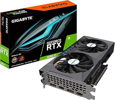 Gigabyte Placa gráfica GeForce RTX 3060 Ti Eagle 8G, 2 ventiladores WINDFORCE, placa de vídeo 8GB 256-Bit GDDR6, GV-N306TEAGLE-8GD 