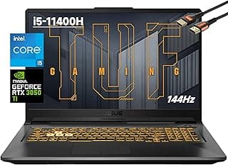 Laptop para jogos ASUS TUF 2022, 144 Hz, Intel Core i5-11400H (Beats i7-10750H), NVIDIA GeForce RTX 3050 Ti 4GB, RGB Backlit KB, Wi-Fi 6, Windows 11, DTS, com HDMI (64 GB RAM | SSD PCIe de 2 TB) 