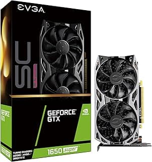 EVGA GeForce GTX 1650 Super SC Ultra Gaming, 4GB GDDR6, ventilador duplo, placa traseira de metal, 04G-P4-1357-KR 