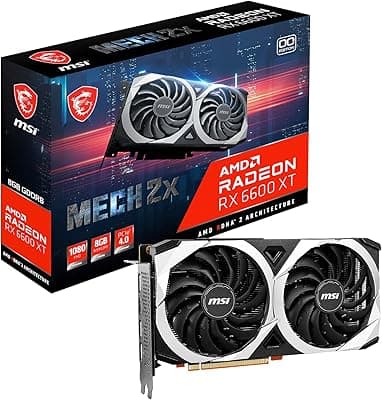 MSI Placa gráfica Gaming AMD Radeon RX 6600 XT 128-bit 8GB GDDR6 DP/HDMI Dual Torx Fans FreeSync DirectX 12 VR Ready OC (RX 6600 XT MECH 2X 8G OC) 