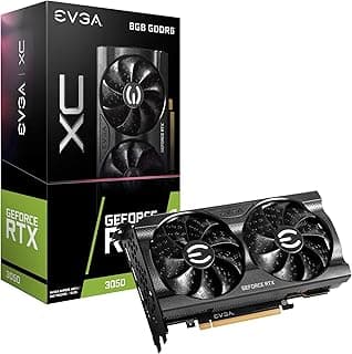 EVGA GeForce RTX 3050 XC Gaming, 08G-P5-3553-KR, 8 GB GDDR6, ventilador duplo, placa traseira de metal 